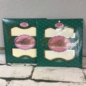 Charles Craft Cross-Stitch Fabric All Cotton‎ Lot Of 2 Needlework Crafts